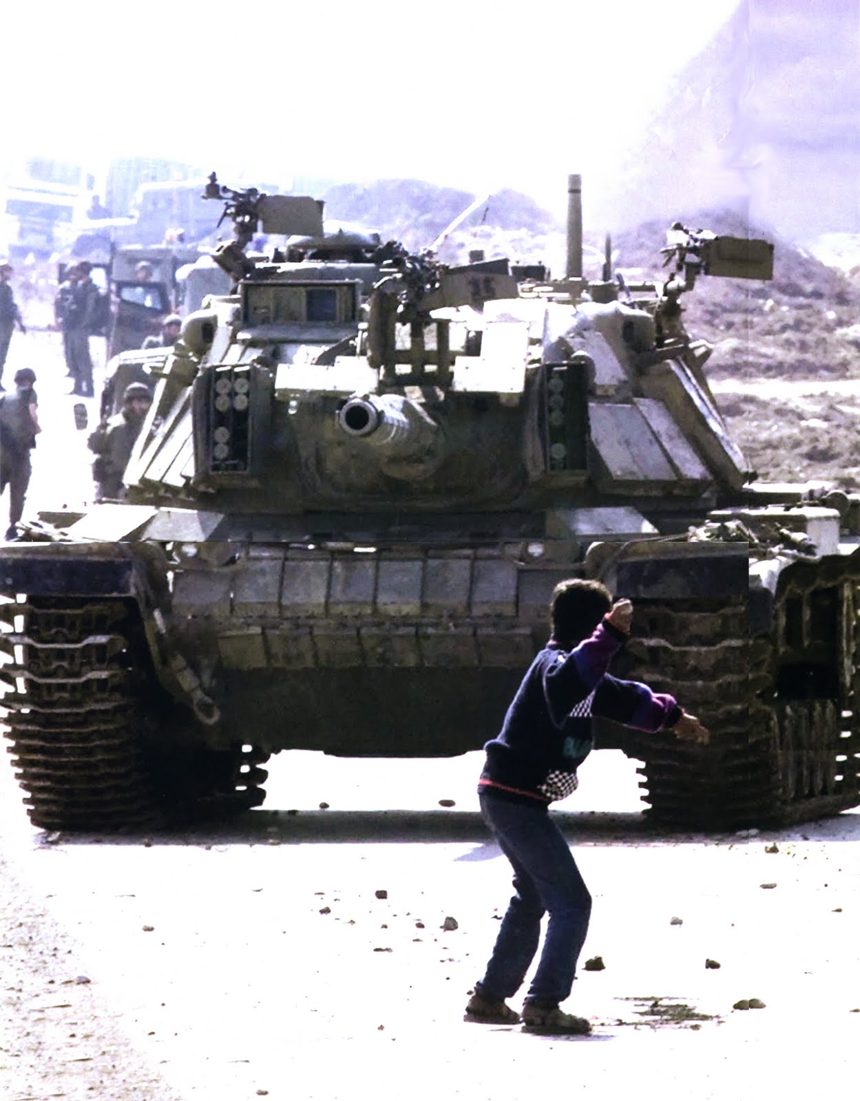 Faris Odeh confronting an Israeli tank during the Second Intifada in Gaza